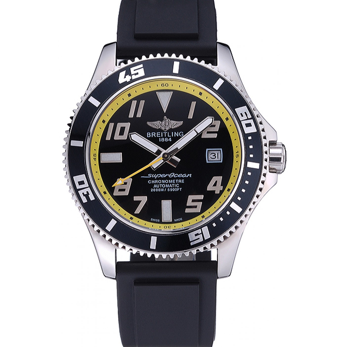 Breitling Superocean Black Yellow Dial Watch 622331